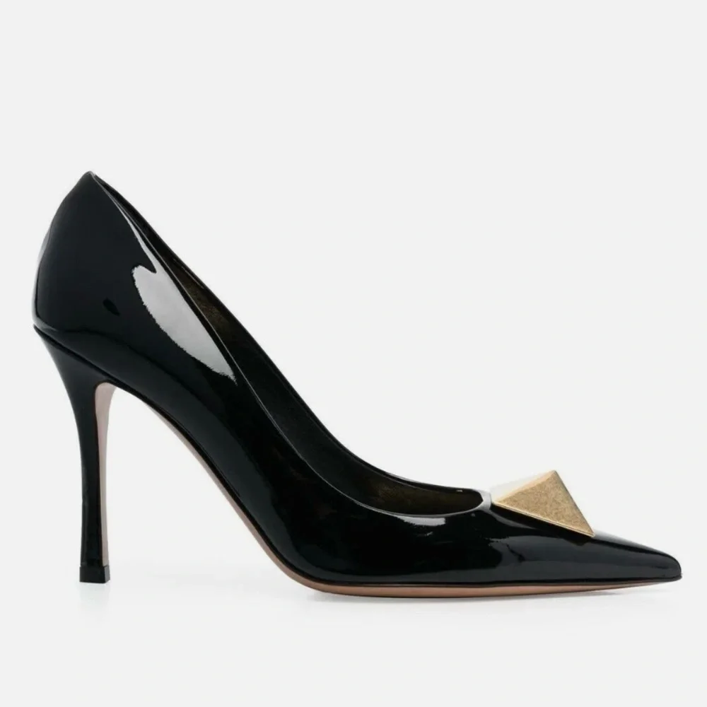 NEW Valentino Garavani One Stud Pointy-toe Patent Leather Pumps. 7.5 US/37.5 EU - Picture 10 of 13
